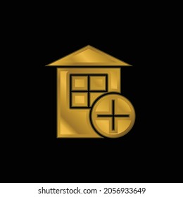 Add gold plated metalic icon or logo vector