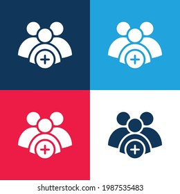Add Group blue and red four color minimal icon set