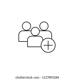 add group of contacts icon. Element of sosial media network icon for mobile concept and web apps. Thin line add group of contacts on white background