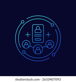 add to group icon with a phone and users, linear design