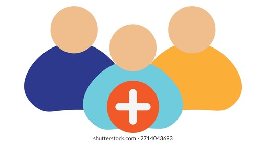 Add Group New Team Icon Vectror Flat Illustration