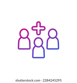 agregar al grupo, icono de línea de equipo en blanco
