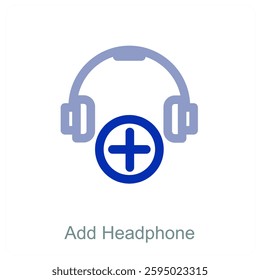 Add Headphone and music icon concept