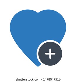 add heart glyph colour vector icon