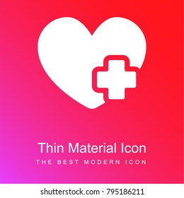 Add Heart red and pink gradient material white icon minimal design