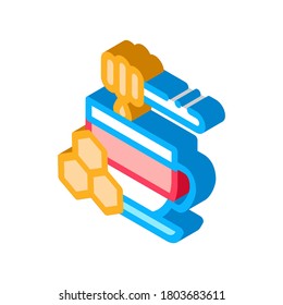 add honey to cup of tea icon vector. isometric add honey to cup of tea sign. color isolated symbol illustration