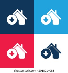 Add House blue and red four color minimal icon set