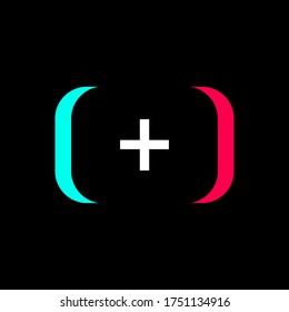 Add Icon. Duotone. Plus Button. Social Media Vector Illustration On Black Background 