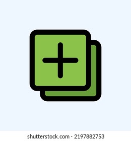 Add icon in filled line style about user interface, use for website mobile app presentation