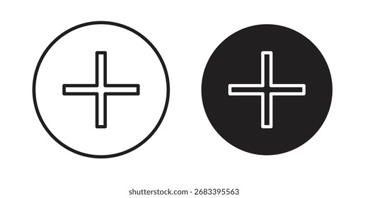 Añadir icono plano y paquete de estilo de trazo sobre fondo blanco. Ilustraciones vectoriales