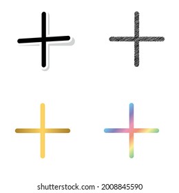  Add icon. Add a new item. Plus or positive icon black, golden and color vector set