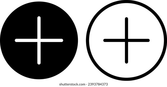 add icon, plus sum positive sign symbol, glyph and line style. Vector illustration