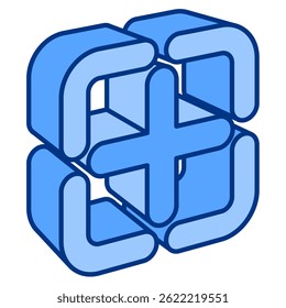 Icono de adición representado por el icono de adición simple Estilo azul.