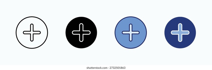 Add Icon Sheet Multiple Style Collection Isolated Vector