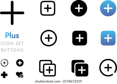 Add icon vector in black square. Social media plus insert button. multiple add for app.