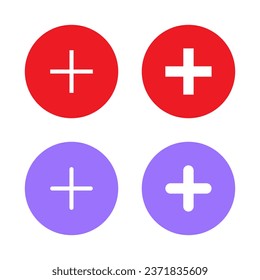 Add icon vector in flat style. Social media plus button sign symbol