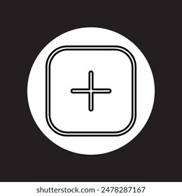 Add icon vector. Plus icon logo design. Medical cross symbol in circle isolated on black background