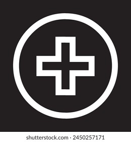 Add icon vector. Plus icon sign symbol vector. Medical cross vector icon illustration isolated on black background