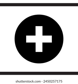 Agregar Vector de iconos. Símbolo de signo de icono de más Vector. Ilustración médica del icono del Vector cruzado aislado sobre fondo blanco