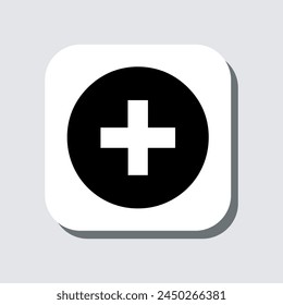 Add icon vector. Plus sign symbol in trendy flat style. Medical cross vector icon illustration in square isolated on gray background