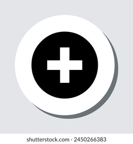 Add icon vector. Plus sign symbol in trendy flat style. Medical cross vector icon illustration in circle isolated on gray background