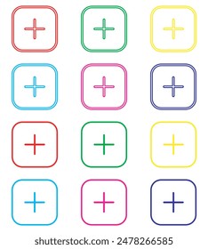 Add icon vector. Plus sign symbol in trendy flat style. Set elements in colored icons. Medical cross vector icon illustration isolated on white background