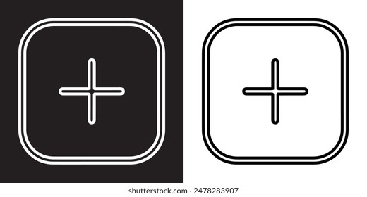 Add icon vector. Plus sign symbol in trendy flat style. Medical cross vector icon illustration isolated on black and white background