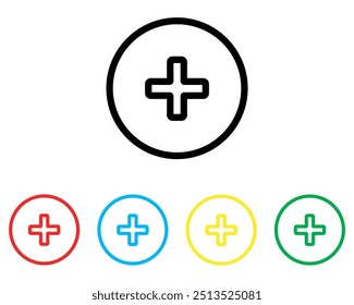 Add icon vector. Plus sign symbol in trendy flat style. Set elements in colored icons. Medical cross vector icon illustration isolated on white background