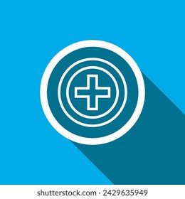 Add icon vector. Plus icon vector in trendy flat style. Medical cross icon image, Medical cross icon illustration isolated on blue background