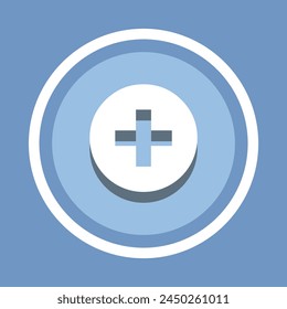 Add icon vector. Plus icon vector in trendy flat style. Medical cross icon image, Medical cross icon illustration isolated on blue background