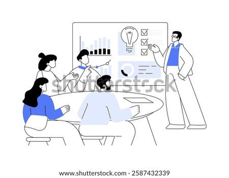 Add idea presentation isolated cartoon vector illustrations. Agency worker presenting a marketing strategy when meeting client, brand promotion, advertising campaign vector cartoon.