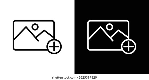 Bildsymbol-Konzeptstrich auf weißem Hintergrund hinzufügen