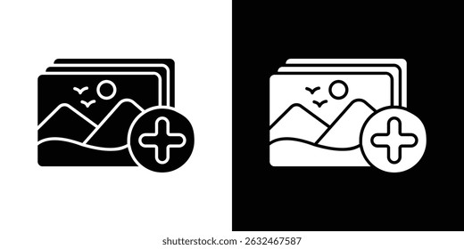 Add image icon Vector in flat style. Collection silhouettes