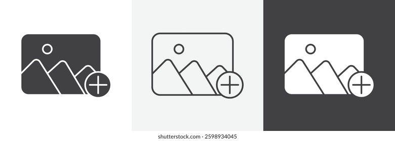 Add image icons in Thin line black color. flat simple vector symbols illustration.
