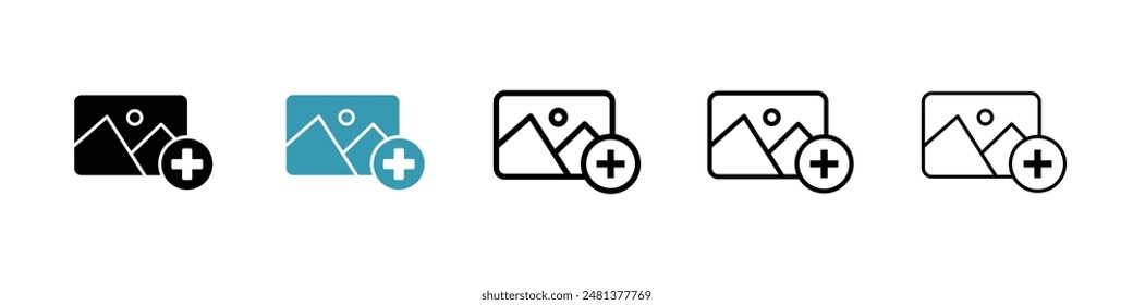 Add image line icon vector set.