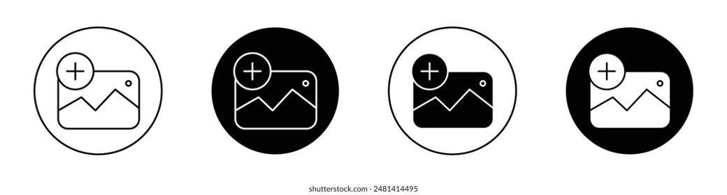 Add image outlined icon vector collection.