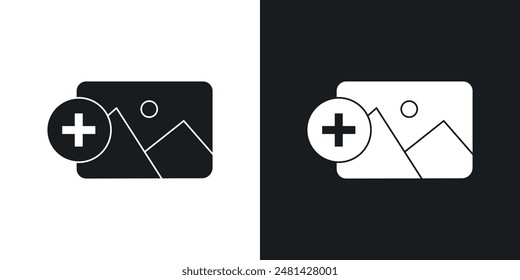 Add image vector icon set in black color.
