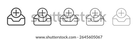 Add inbox icon outline ilustration vector symbol