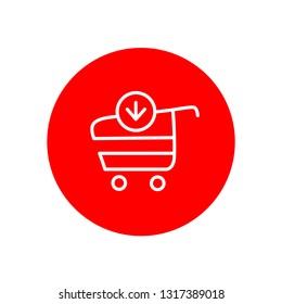 Add Item Shopping Cart Ecommerce Outline Red Circle Icon Illustration Design