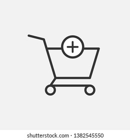 Add Item Shopping Cart Icon. Online Market Illustration As A Simple Vector Sign, Presented on Line Art Style & Trendy Symbol for Design,  Websites, Presentation or Mobile Application.
icon, cart, shop