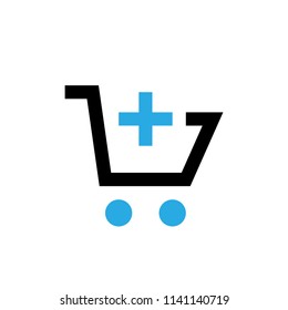 Add item of shopping cart vector icon. Pictogram from set Smartphone Essentials. Isolated on white background