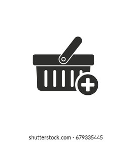 Add item vector icon. Black illustration isolated on white background for graphic and web design.