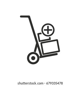 Add item vector icon. Black illustration isolated on white background for graphic and web design.