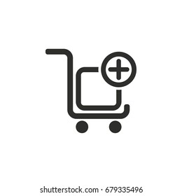 Add item vector icon. Black illustration isolated on white background for graphic and web design.