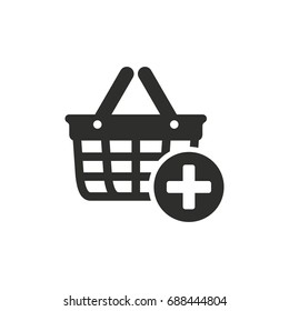 Add item vector icon. Black illustration isolated on white background for graphic and web design.