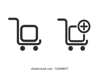 Add item vector icon. Black illustration isolated on white background for graphic and web design.