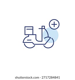 Adicione itens ao pedido. Atualização da entrega de alimentos. Símbolo de mais e com mup. Pixel perfeito, ícone de vetor de traçado editável