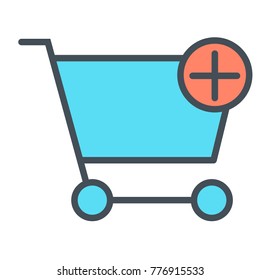 Add Items to Shopping Cart Pixel Perfect Vector Thin Line Icon 48x48 Ready for 24x24 Grid for Web Graphics and Apps with Editable Stroke. Simple Minimal Pictogram