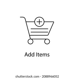 Add Items vector outline icon for web design isolated on white background