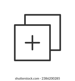 Add a layer, linear icon. Layers and Plus. Add sheet. Line with editable stroke